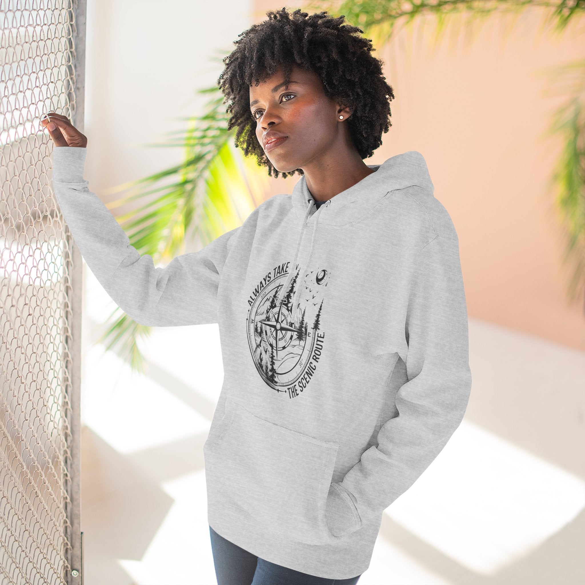 Hoodie — "Always Take the Scenic Route" Camping Graphic Pullover