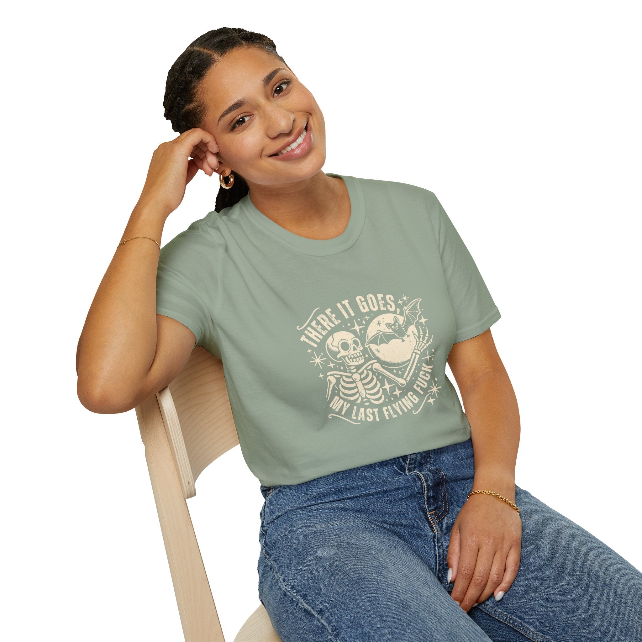 There It Goes Skull Moon & Bat T-Shirt — Cute Halloween Gift for Women Graphic Tee