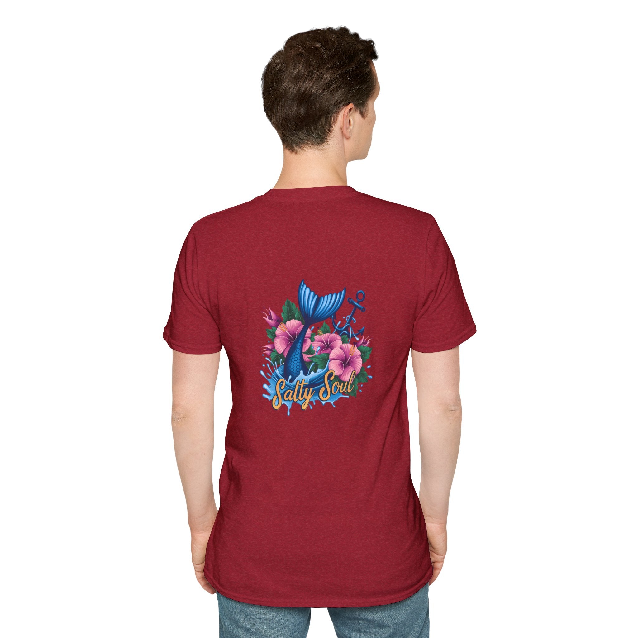 Salty Soul Mermaid Anchor Floral T-Shirt — Cute Beach Gift for Women Nautical Tee
