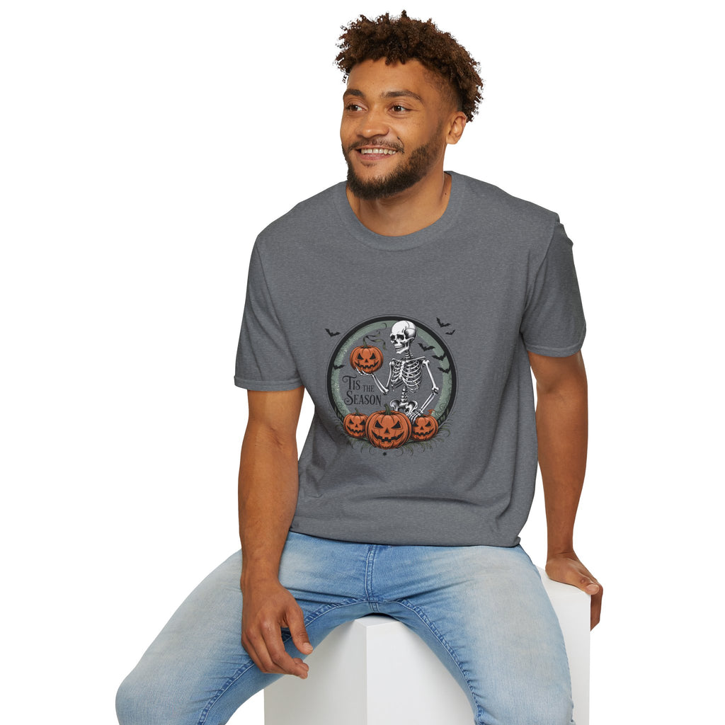 Tis the Season Skeleton Pumpkin T-Shirt — Funny Halloween Gift for Women Graphic Tee