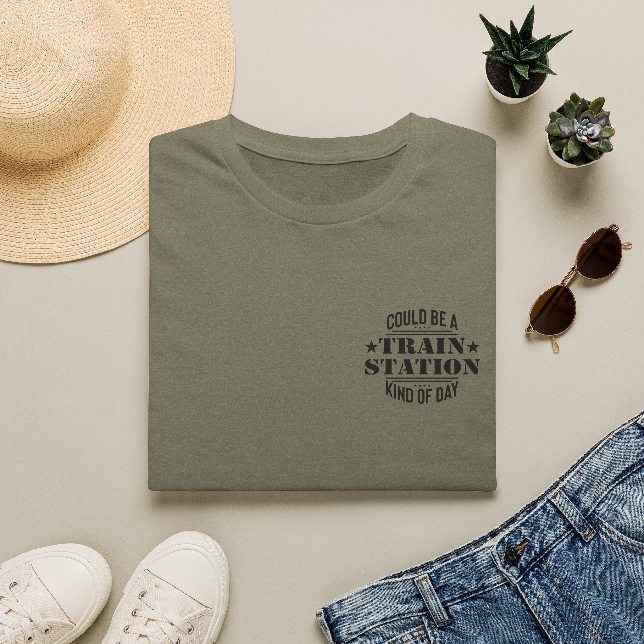 Could Be a Train Station Kind of Day T-Shirt — Funny Sarcastic Gift for Her Pocket Tee