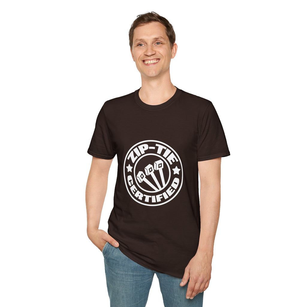 Zip-Tie Certified T-Shirt — Funny Handyman Gift for Him Bold Graphic Tee