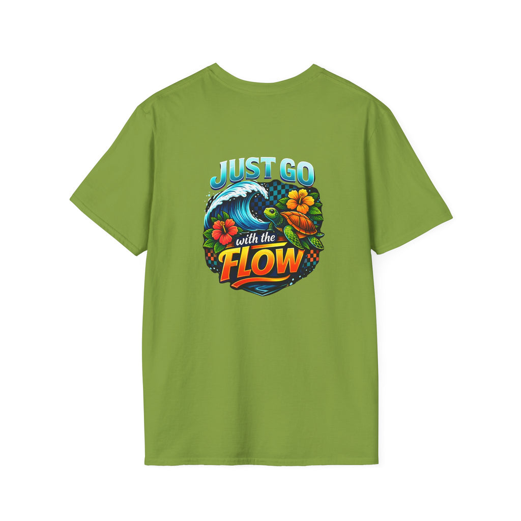 Go With the Flow Sea Turtle T-Shirt — Cute Beach Gift for Women Ocean Floral Tee