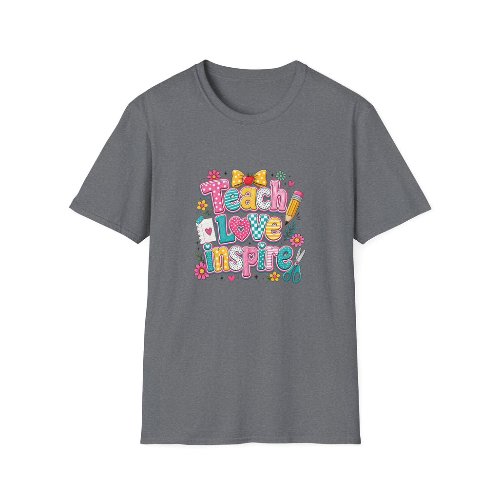 Teach Love Inspire T-Shirt — Cute Colorful Teacher Gift School Appreciation Tee