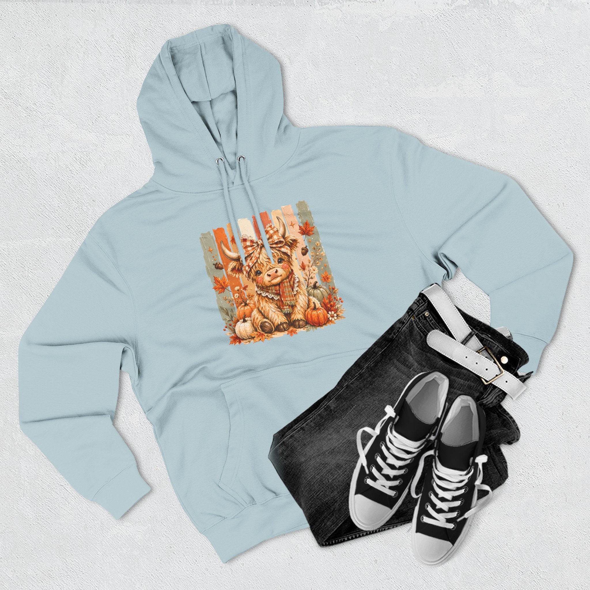 Autumn Pumpkin Cow Hoodie — Cute Fall Gift for Women Cozy Graphic Pullover