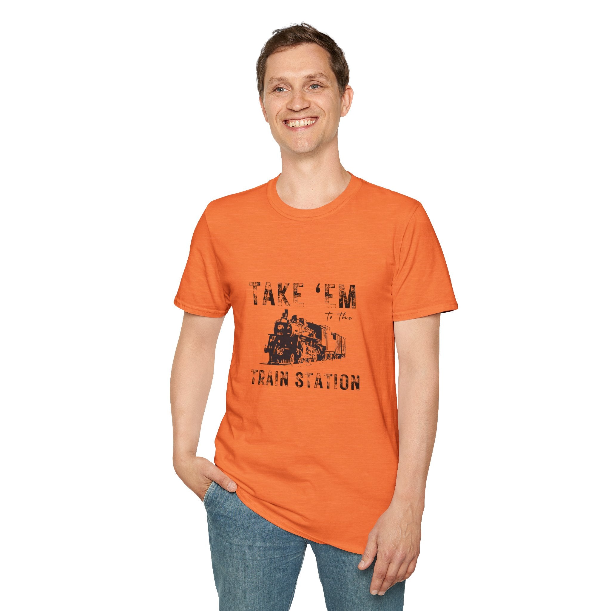 Take 'Em to the Train Station T-Shirt — Funny Sarcastic Gift Vintage Engine Graphic Tee