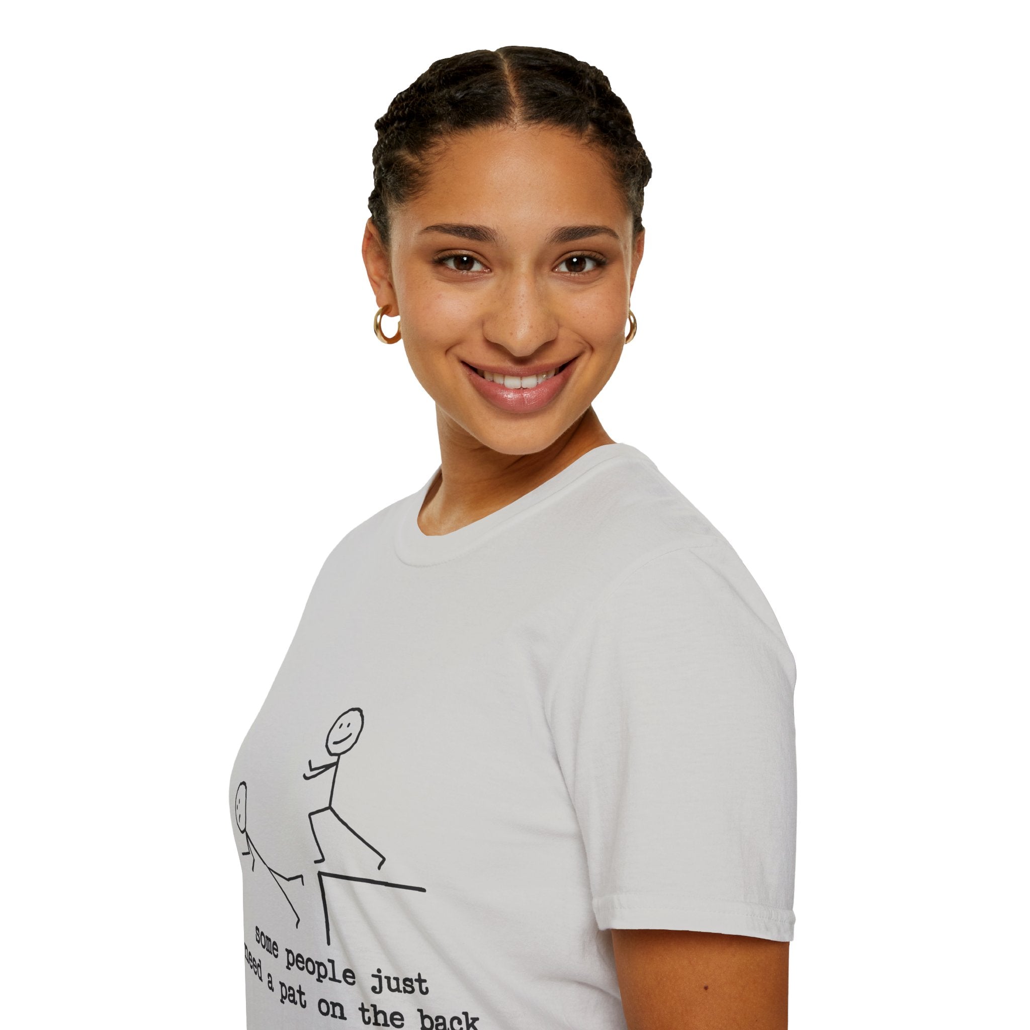 T-Shirt — "Some People Just Need a Pat on the Back" Stick Figure Humor Tee