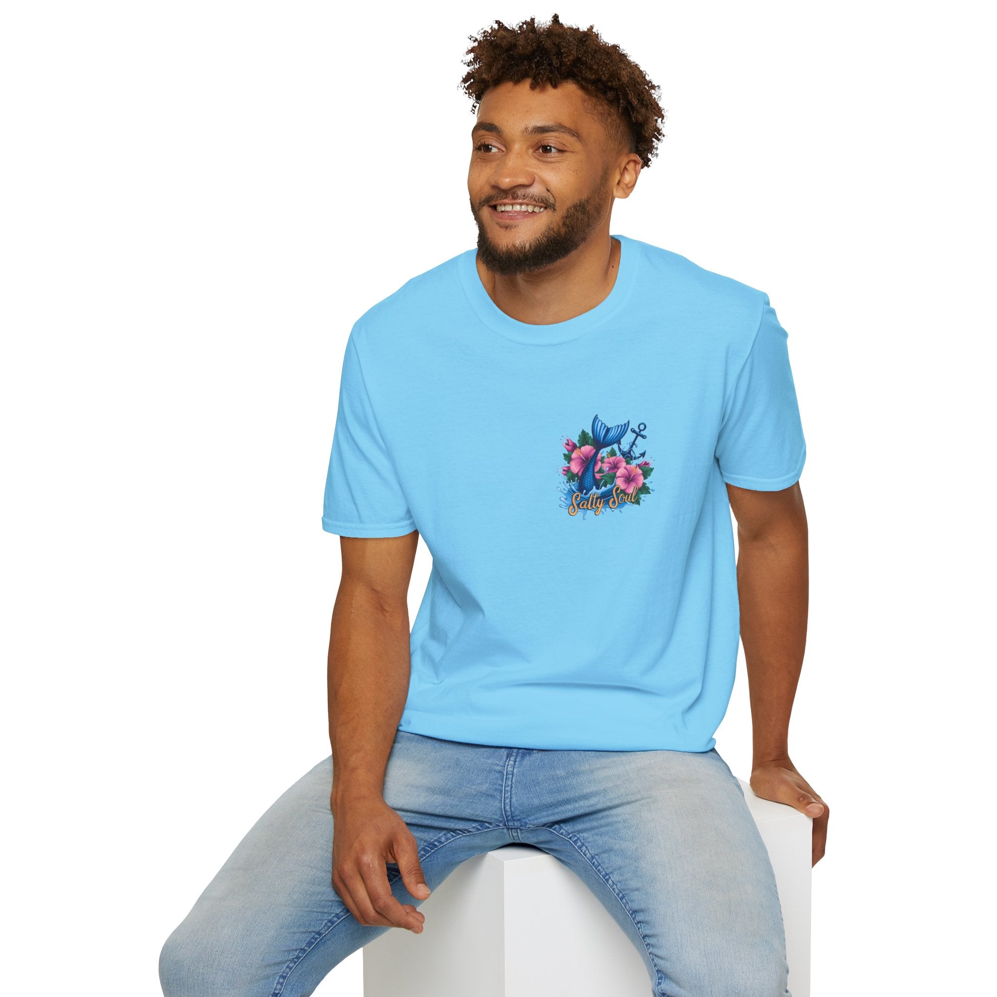 Salty Soul Mermaid Anchor Floral T-Shirt — Cute Beach Gift for Women Nautical Tee