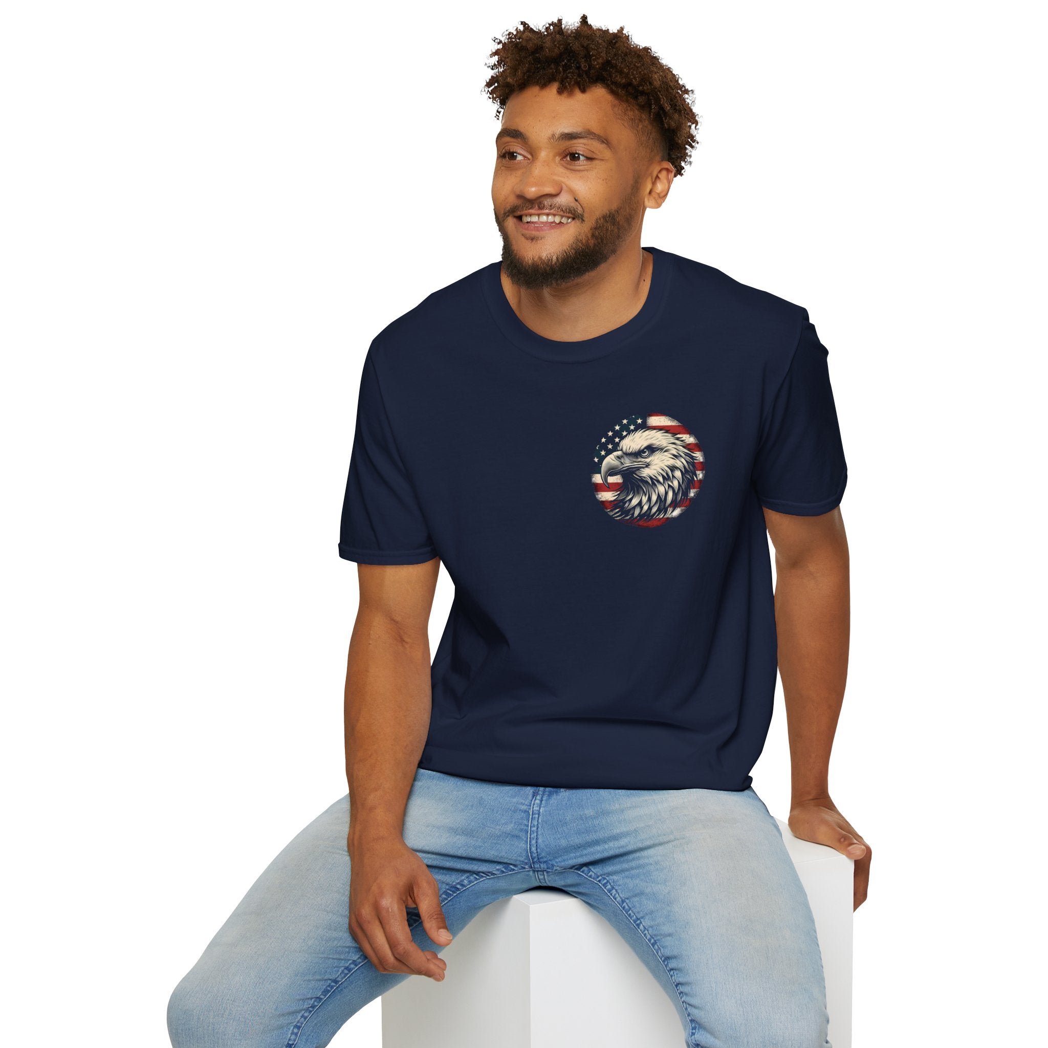 Patriotic Bald Eagle T-Shirt — American Flag Gift for Him Fourth of July Graphic Tee