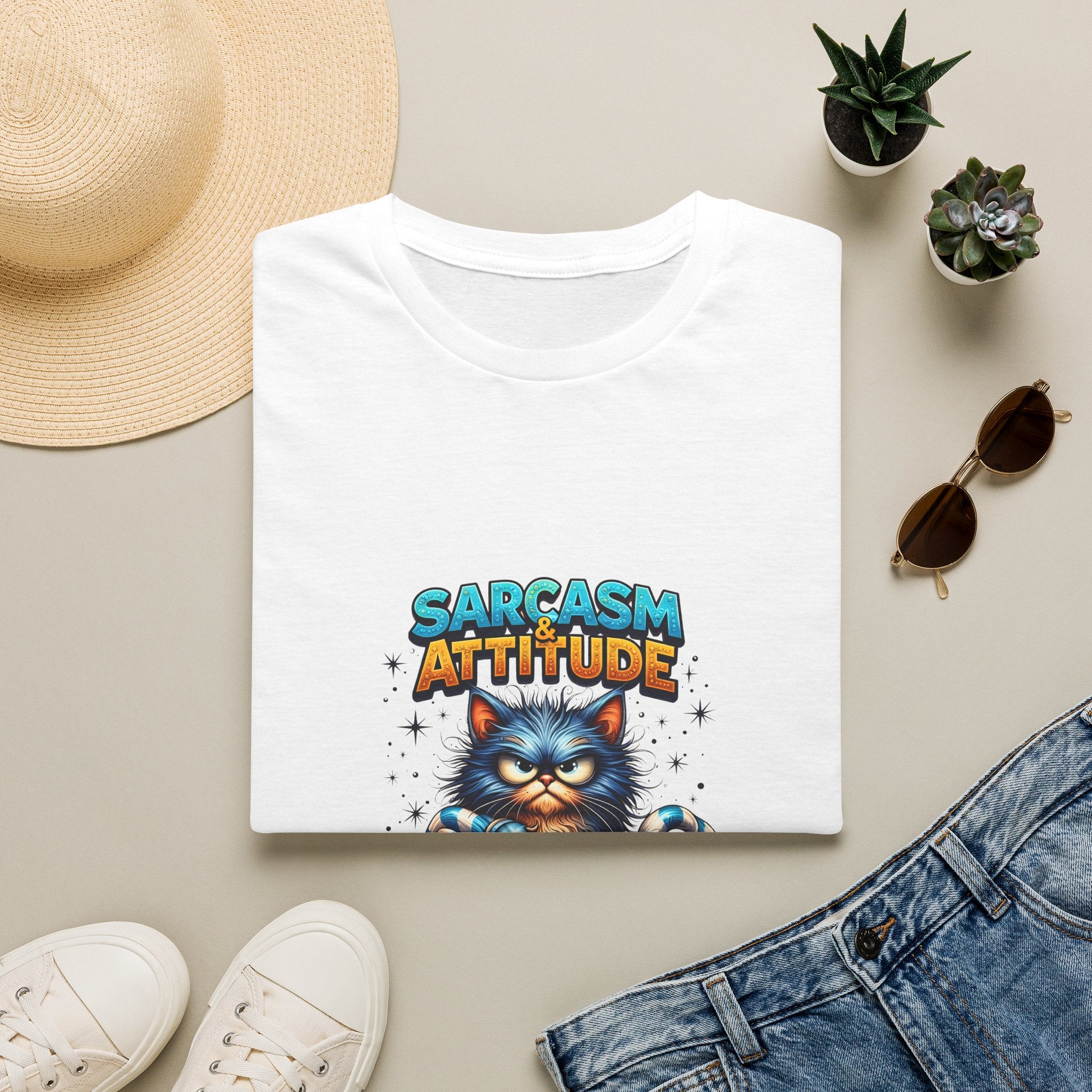 Sarcasm & Attitude Grumpy Cat T-Shirt — Funny Sarcastic Gift for Her Graphic Tee