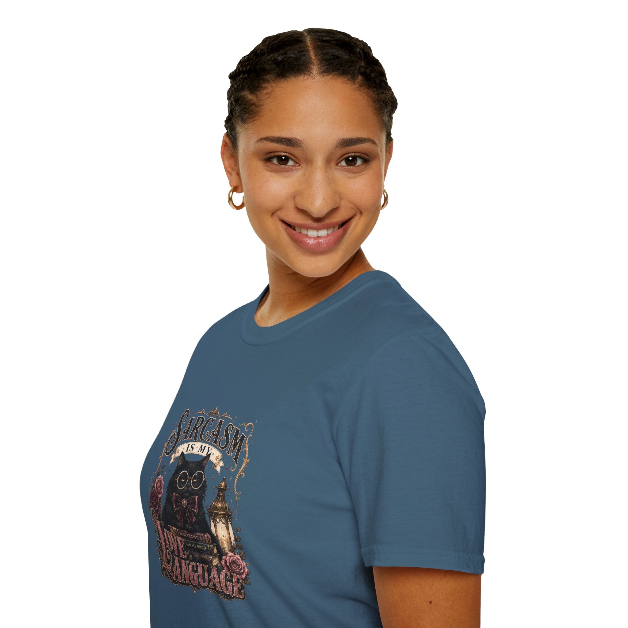 Sarcasm Is My Love Language Cat T-Shirt — Funny Gift for Her Vintage Graphic Tee