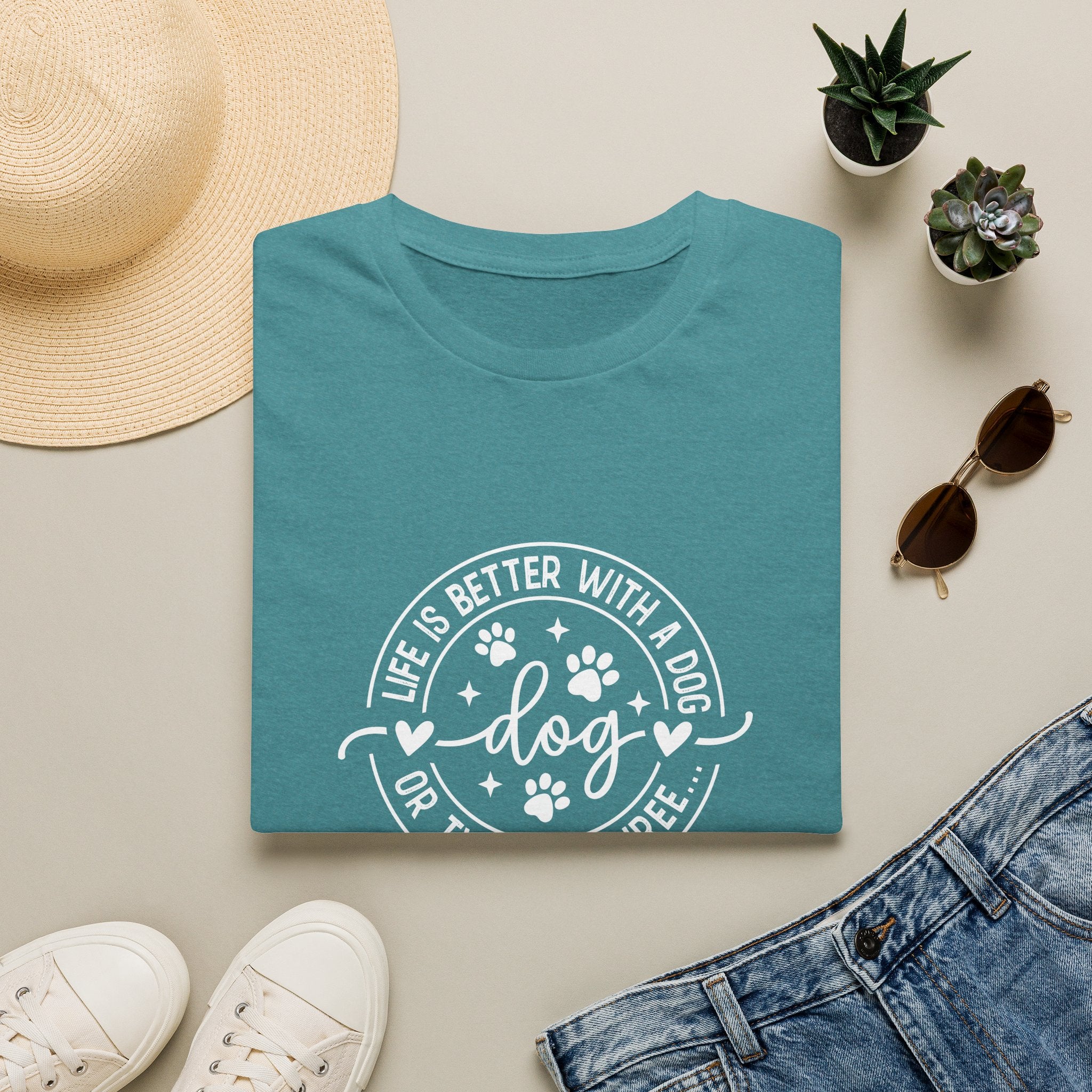 Life Is Better With a Dog T-Shirt — Funny Dog Lover Gift for Women Paw Print Tee