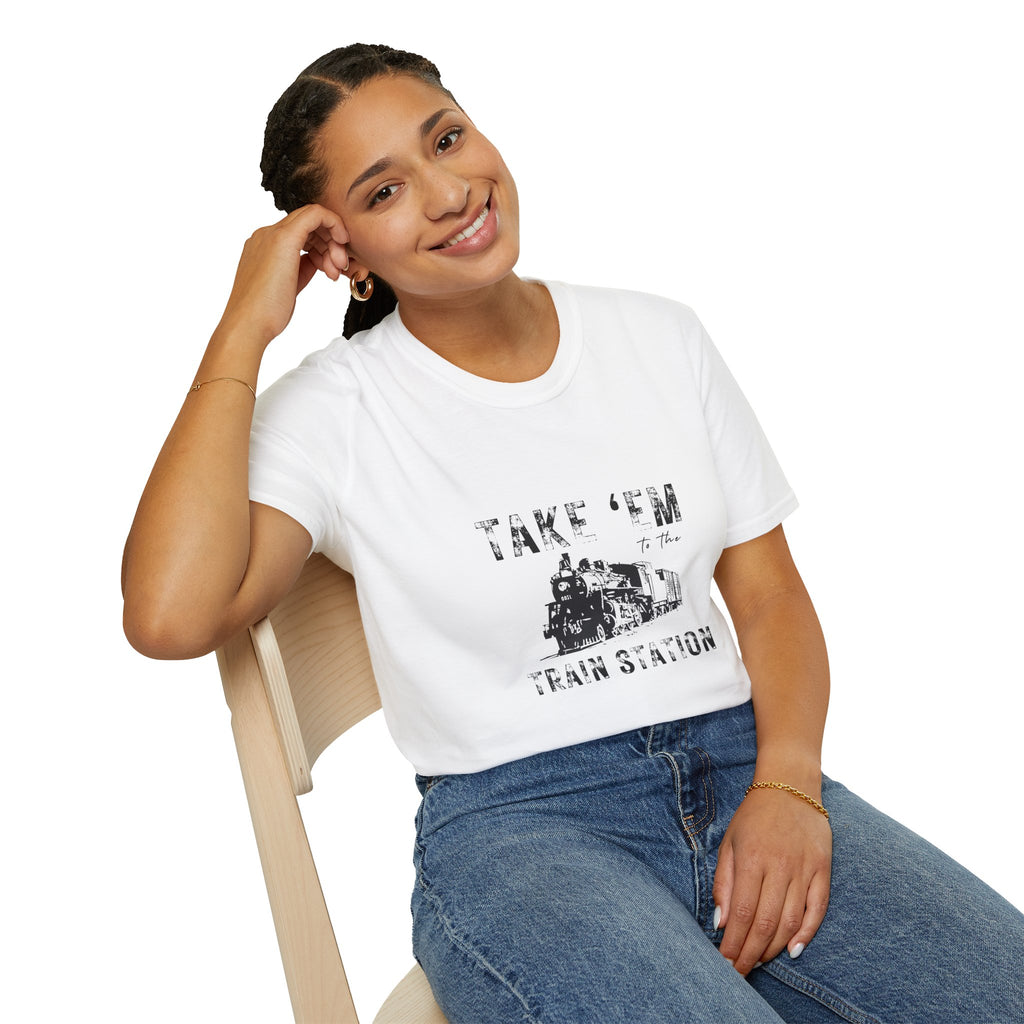 Take 'Em to the Train Station T-Shirt — Funny Sarcastic Gift Vintage Engine Graphic Tee