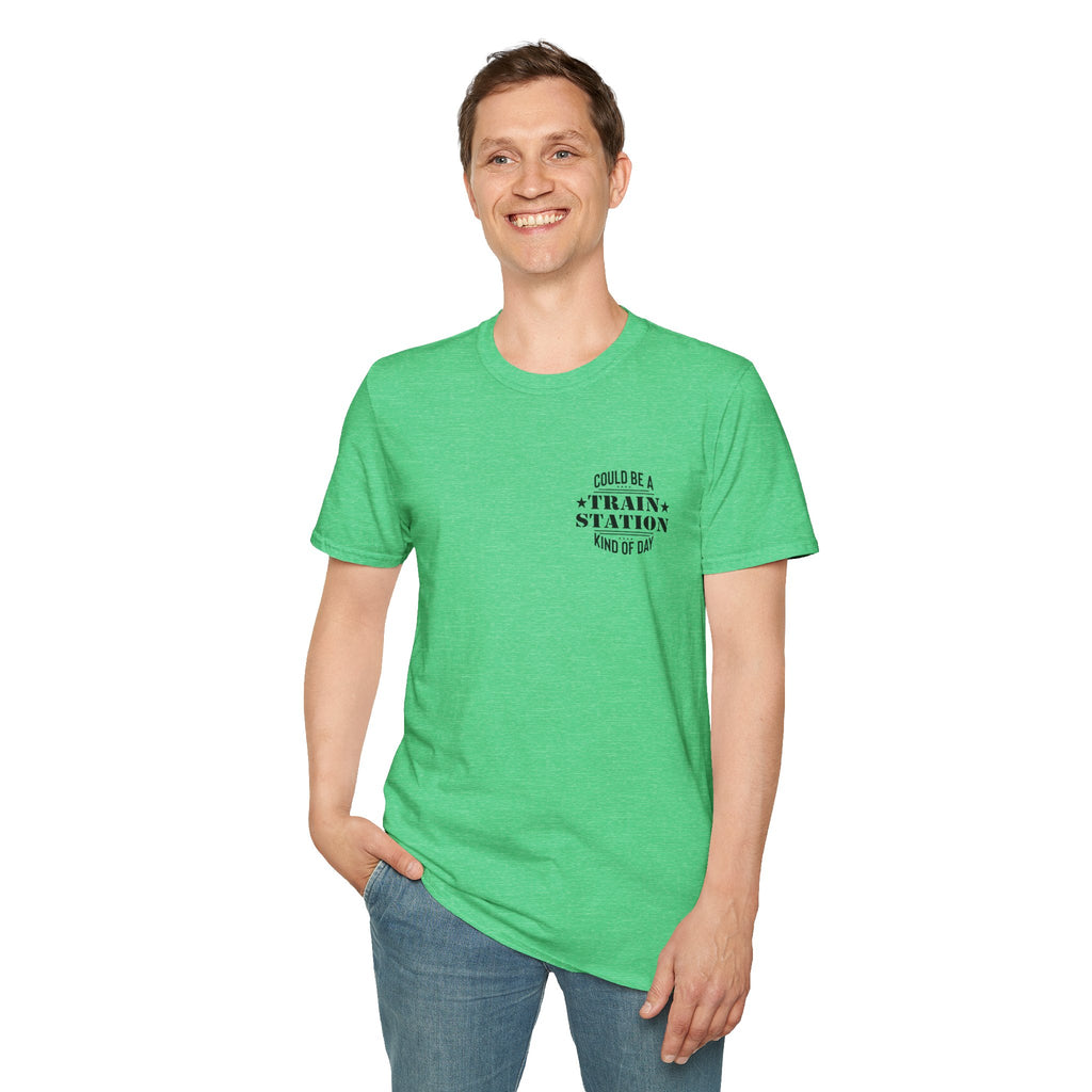 Could Be a Train Station Kind of Day T-Shirt — Funny Sarcastic Gift for Her Pocket Tee