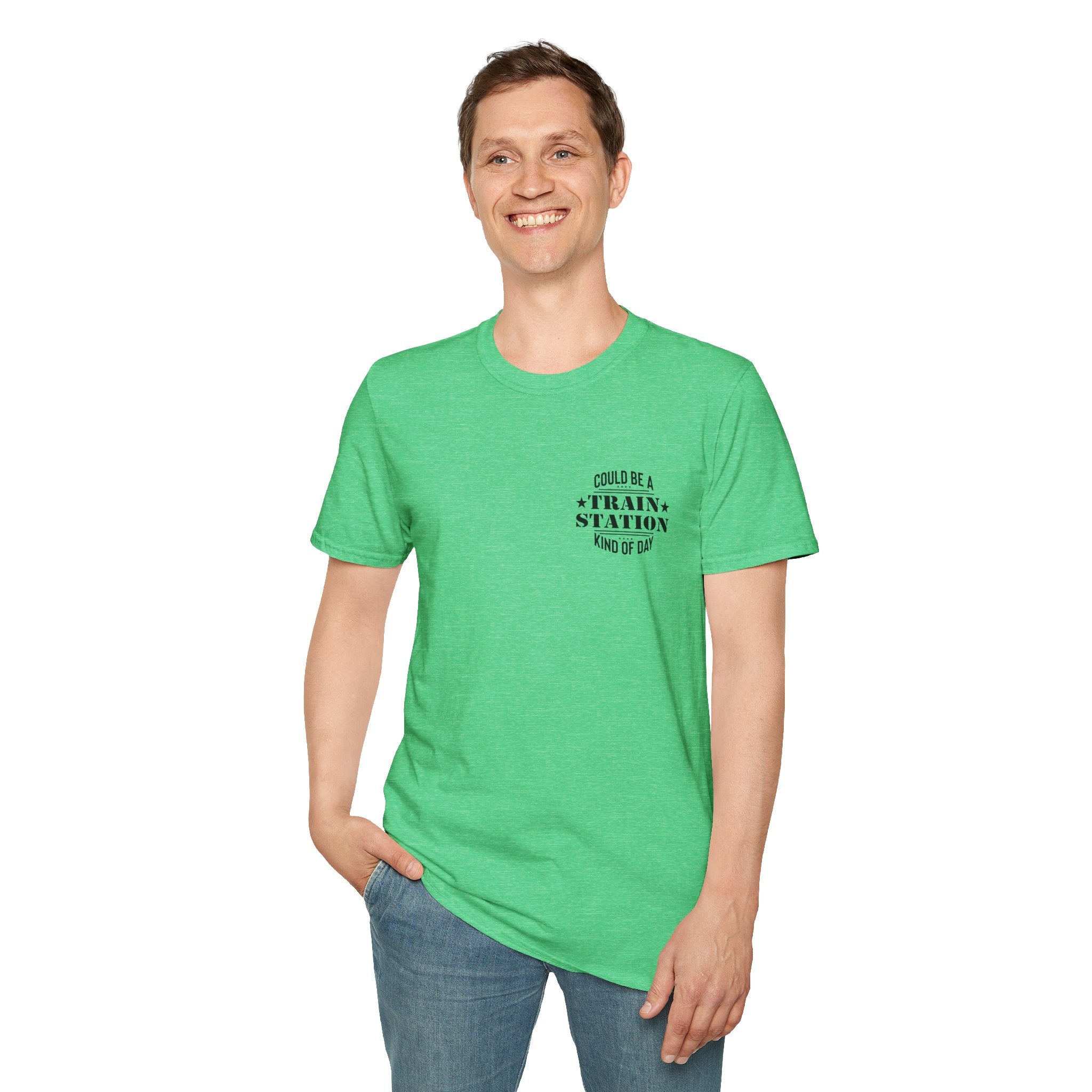 Could Be a Train Station Kind of Day T-Shirt — Funny Sarcastic Gift for Her Pocket Tee