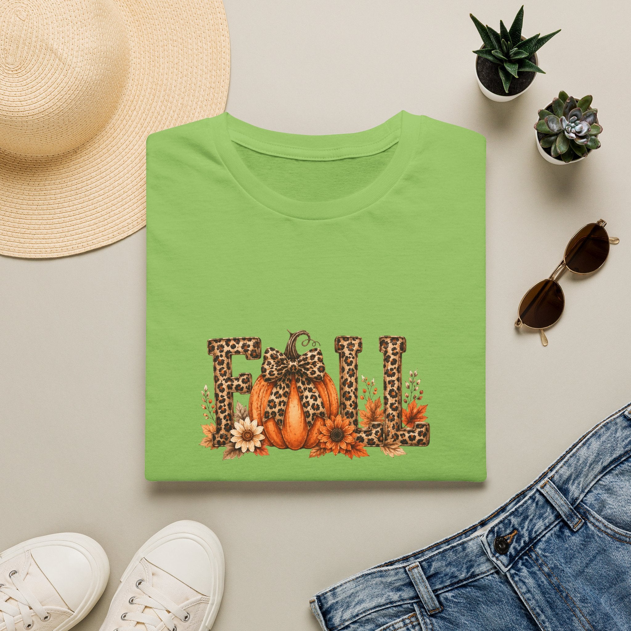 Fall Leopard Pumpkin T-Shirt — Cute Autumn Gift for Women Floral Graphic Tee