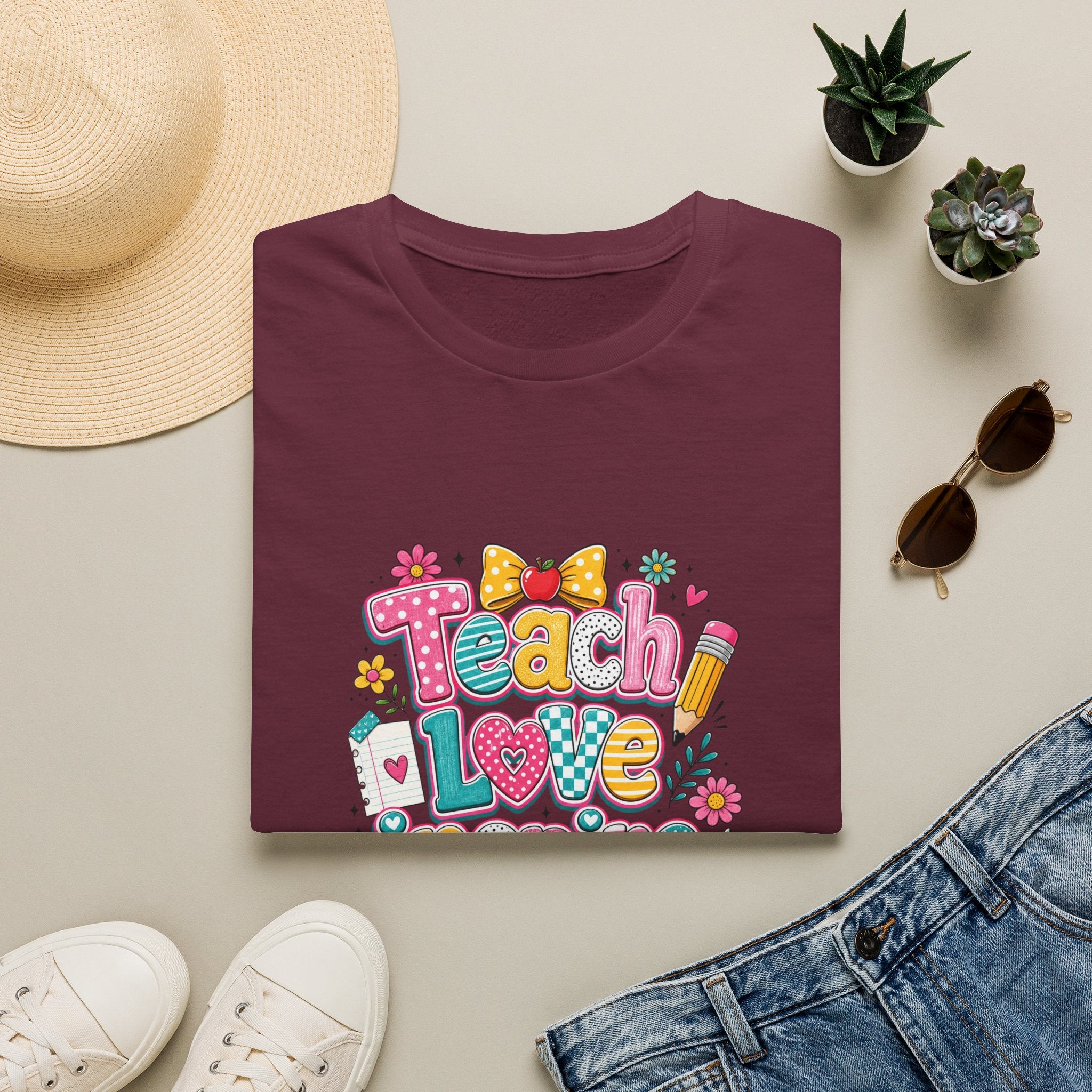 Teach Love Inspire T-Shirt — Cute Colorful Teacher Gift School Appreciation Tee