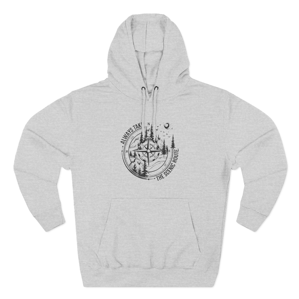 Hoodie — "Always Take the Scenic Route" Camping Graphic Pullover