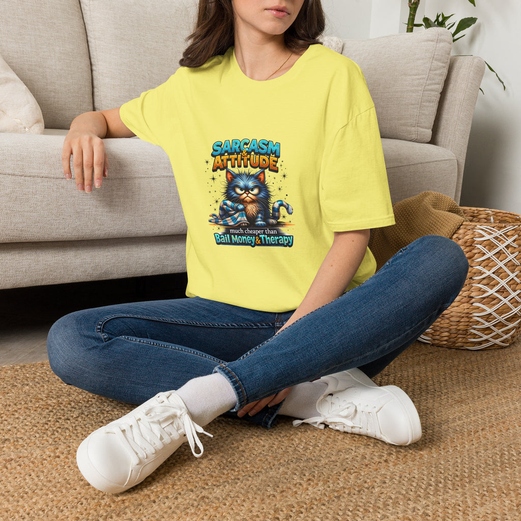 Sarcasm & Attitude Grumpy Cat T-Shirt — Funny Sarcastic Gift for Her Graphic Tee