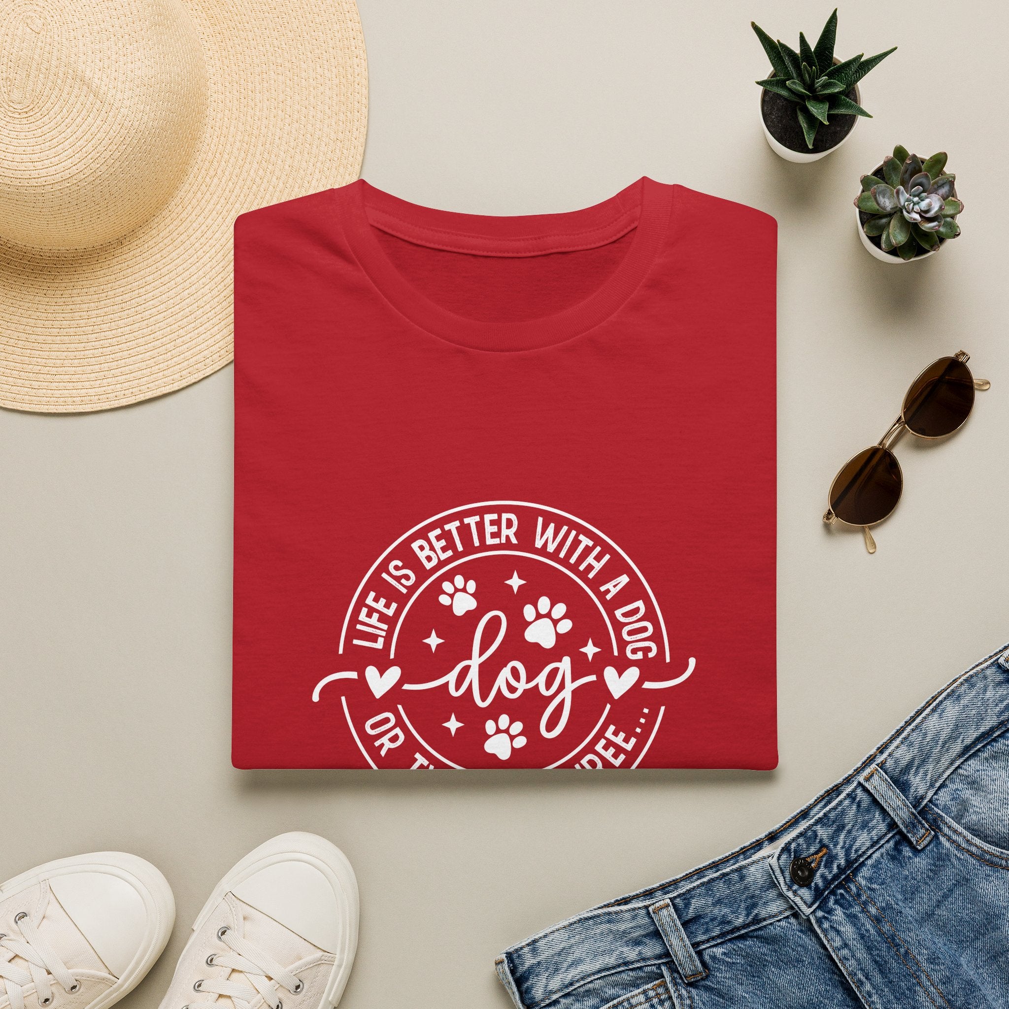 Life Is Better With a Dog T-Shirt — Funny Dog Lover Gift for Women Paw Print Tee