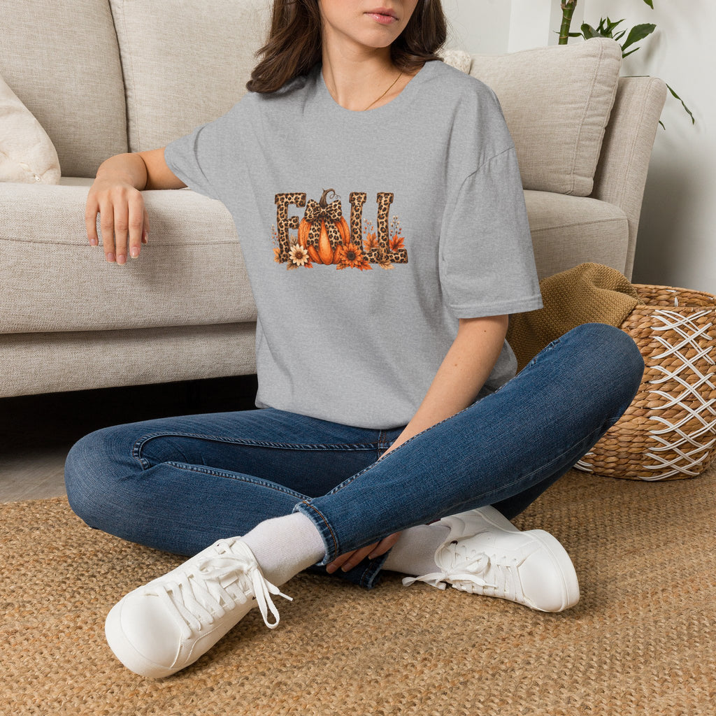 Fall Leopard Pumpkin T-Shirt — Cute Autumn Gift for Women Floral Graphic Tee