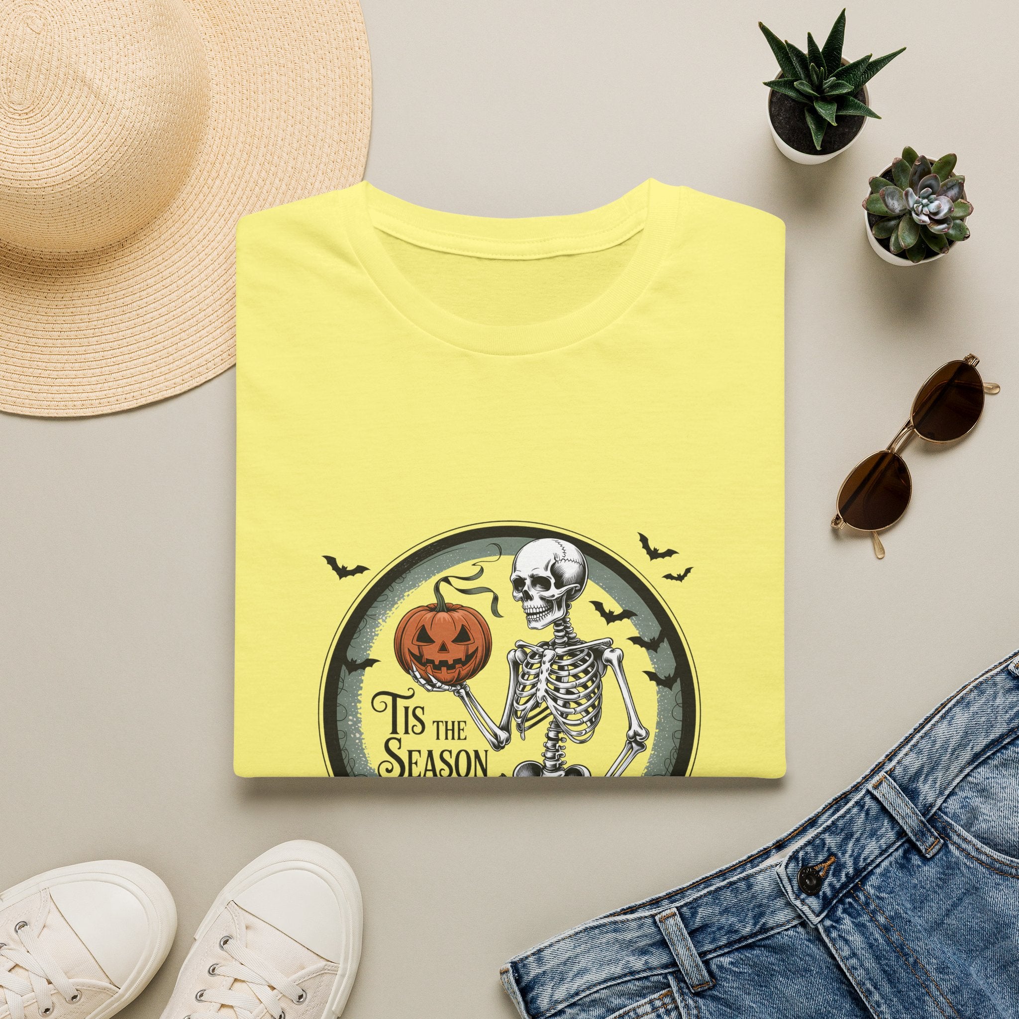 Tis the Season Skeleton Pumpkin T-Shirt — Funny Halloween Gift for Women Graphic Tee