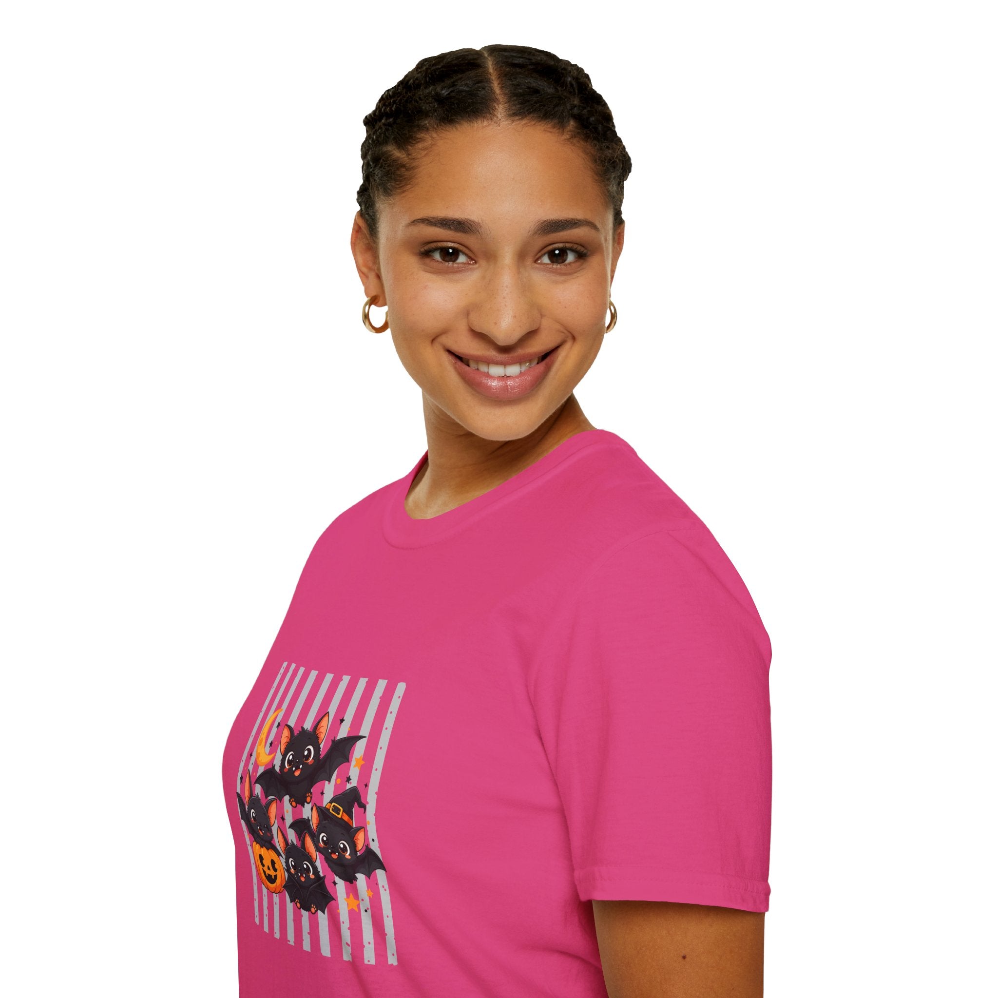 Halloween Bats Pumpkin Moon T-Shirt — Cute Spooky Gift for Women Graphic Tee