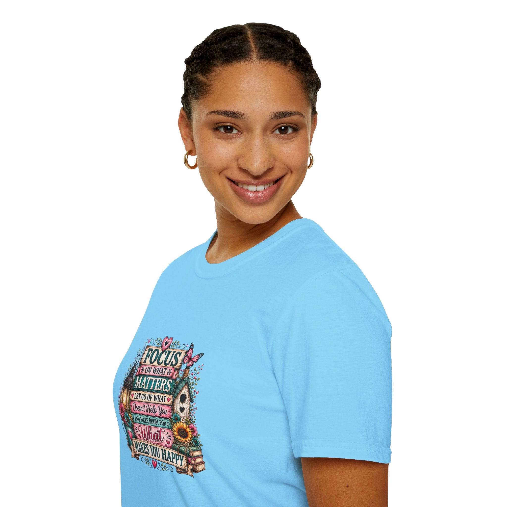 Focus on What Matters Floral T-Shirt — Inspirational Motivational Gift for Women Tee