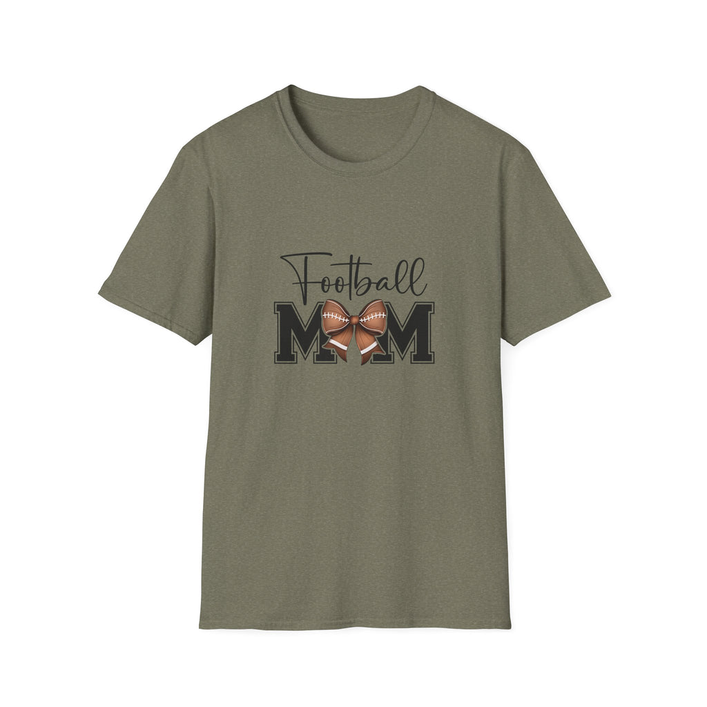 Football Mom Script T-Shirt — Cute Bow Gift for Proud Moms Game Day Graphic Tee
