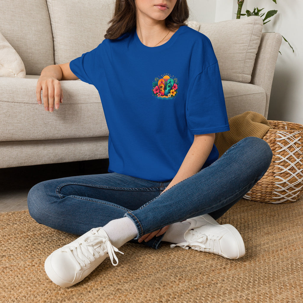 Floral Surf Chest Print T-Shirt — Cute Beach Gift for Women Graphic Tee
