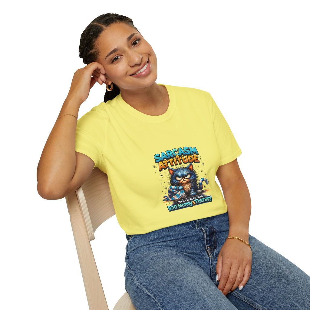 Sarcasm & Attitude Grumpy Cat T-Shirt — Funny Sarcastic Gift for Her Graphic Tee