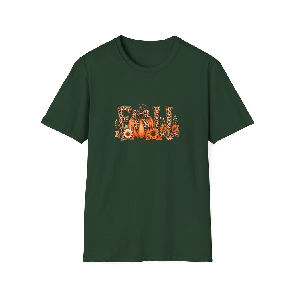 Fall Leopard Pumpkin T-Shirt — Cute Autumn Gift for Women Floral Graphic Tee