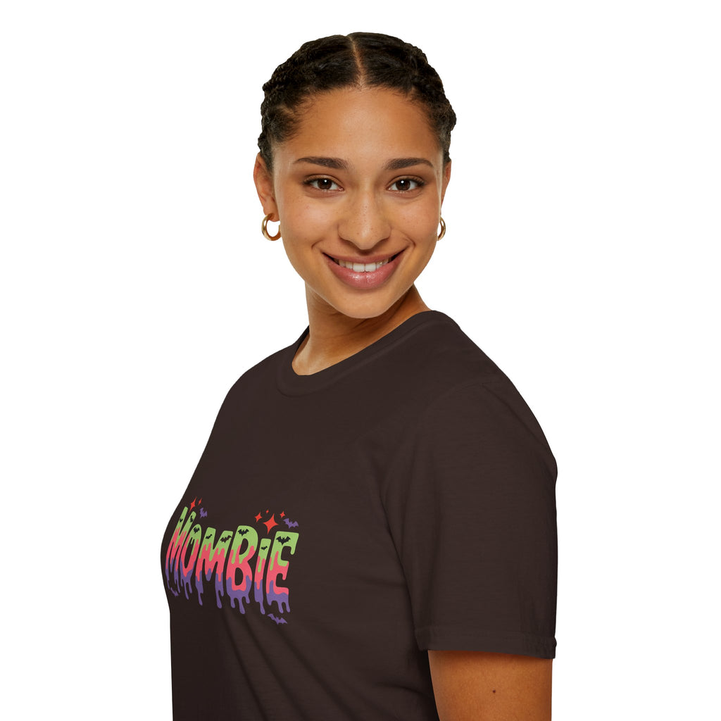 Mombie Halloween T-Shirt — Funny Zombie Mom Gift for Her Neon Graphic Tee