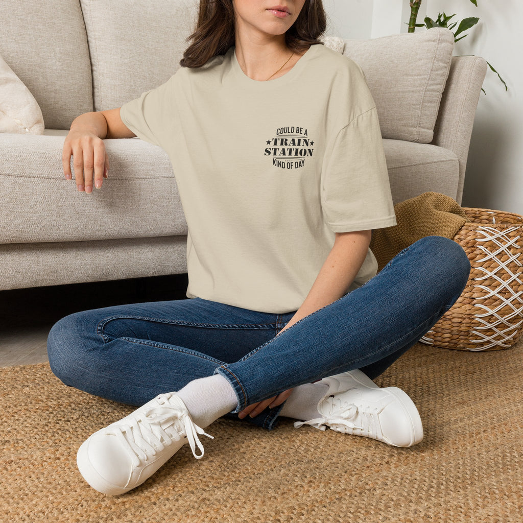 Could Be a Train Station Kind of Day T-Shirt — Funny Sarcastic Gift for Her Pocket Tee