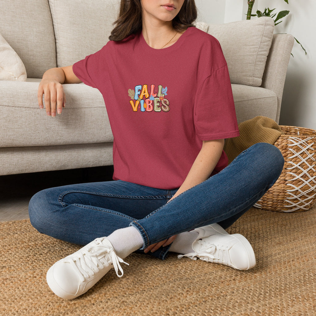 Fall Vibes Colorful Autumn T-Shirt — Cute Fall Gift for Women Graphic Tee