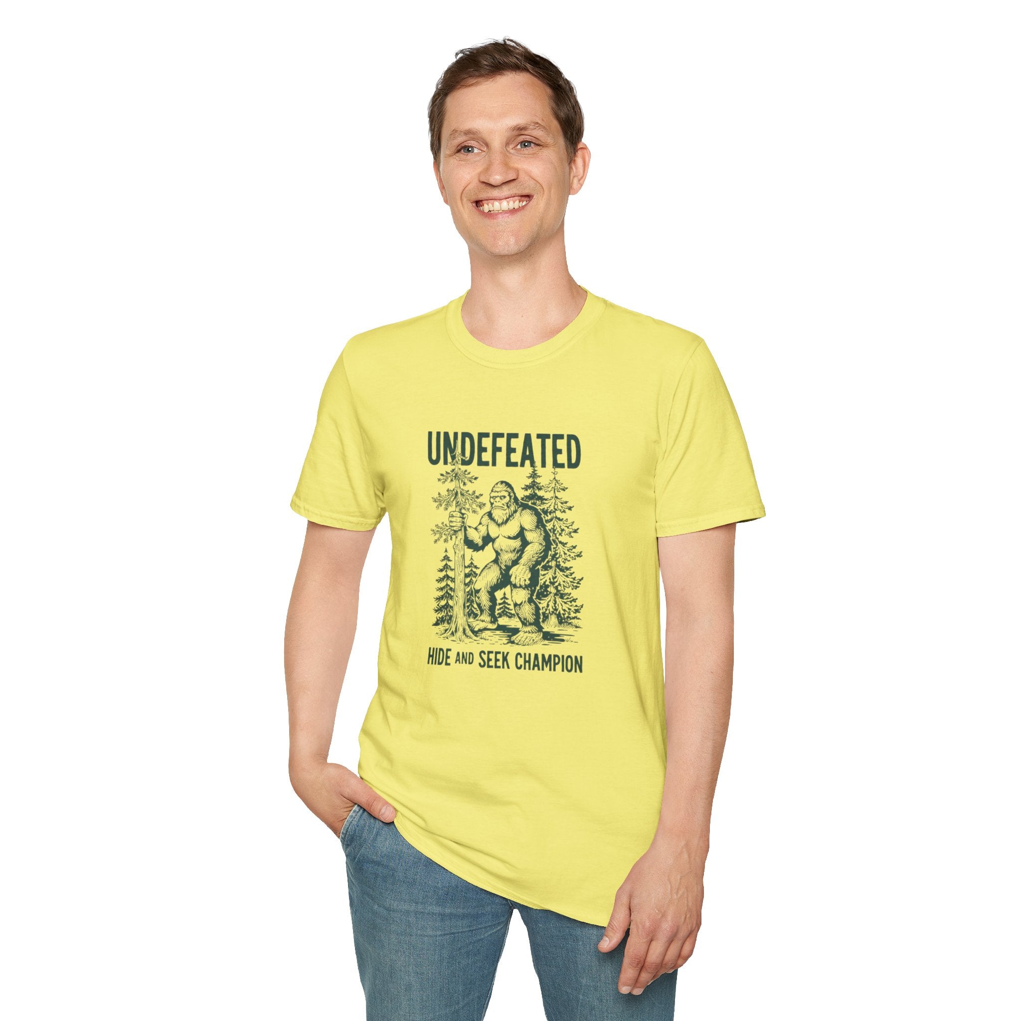 Undefeated Bigfoot T-Shirt — 'Hide and Seek Champion' Graphic Tee