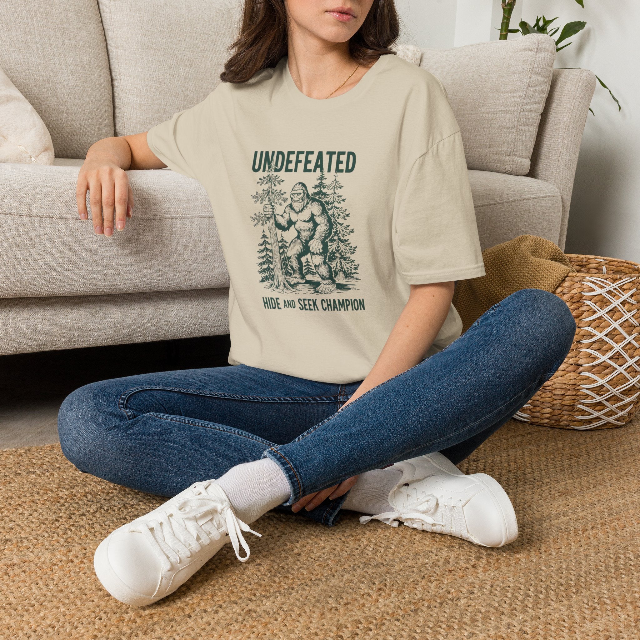 Undefeated Bigfoot T-Shirt — 'Hide and Seek Champion' Graphic Tee