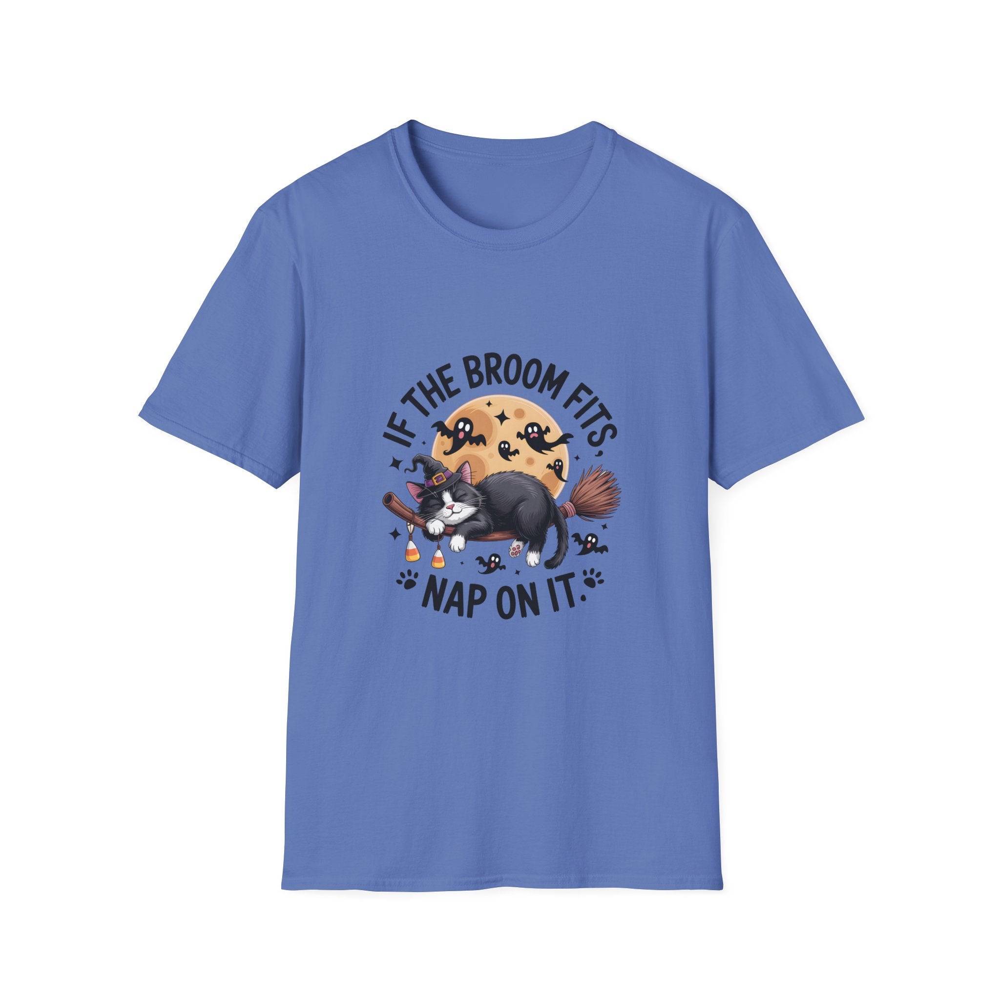 If the Broom Fits Nap on It Cat T-Shirt — Funny Halloween Gift for Women Witchy Tee