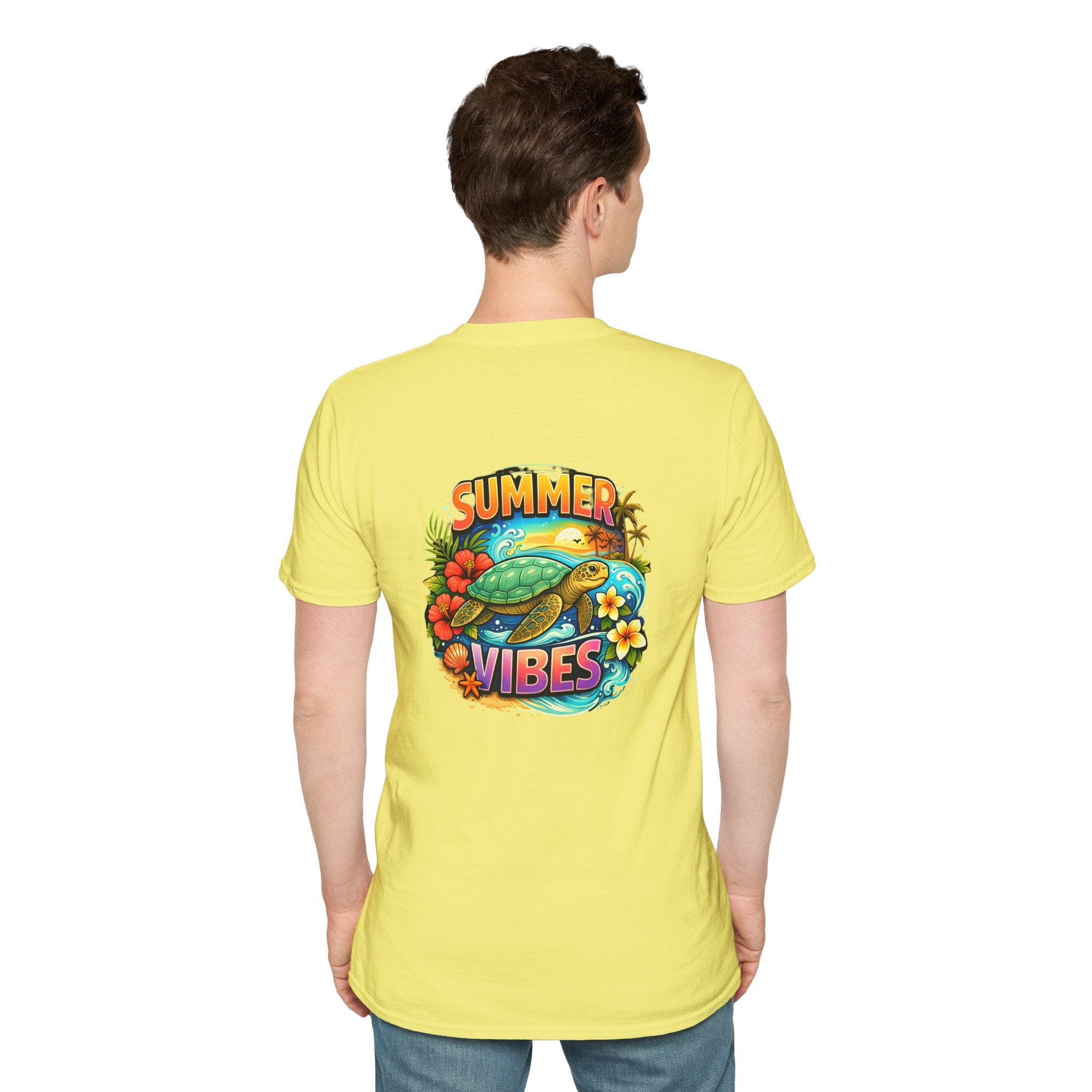 Summer Vibes Sea Turtle T-Shirt — Cute Beach Gift for Women Surf Floral Graphic Tee