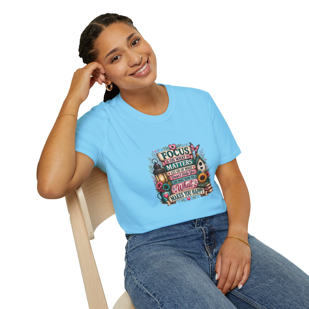 Focus on What Matters Floral T-Shirt — Inspirational Motivational Gift for Women Tee