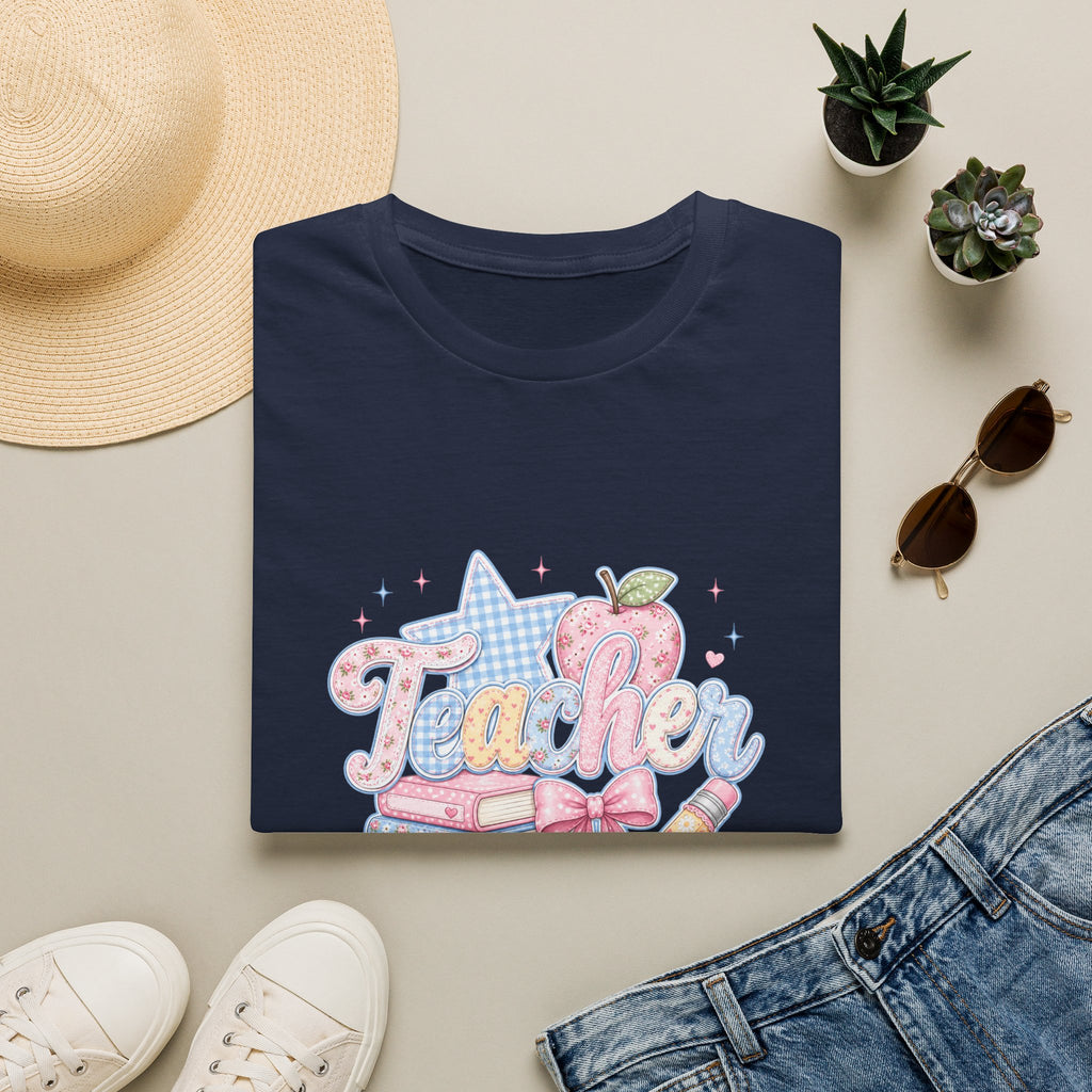 Cute Pastel Apple & Books Teacher T-Shirt — Funny Back-to-School Gift Graphic Tee