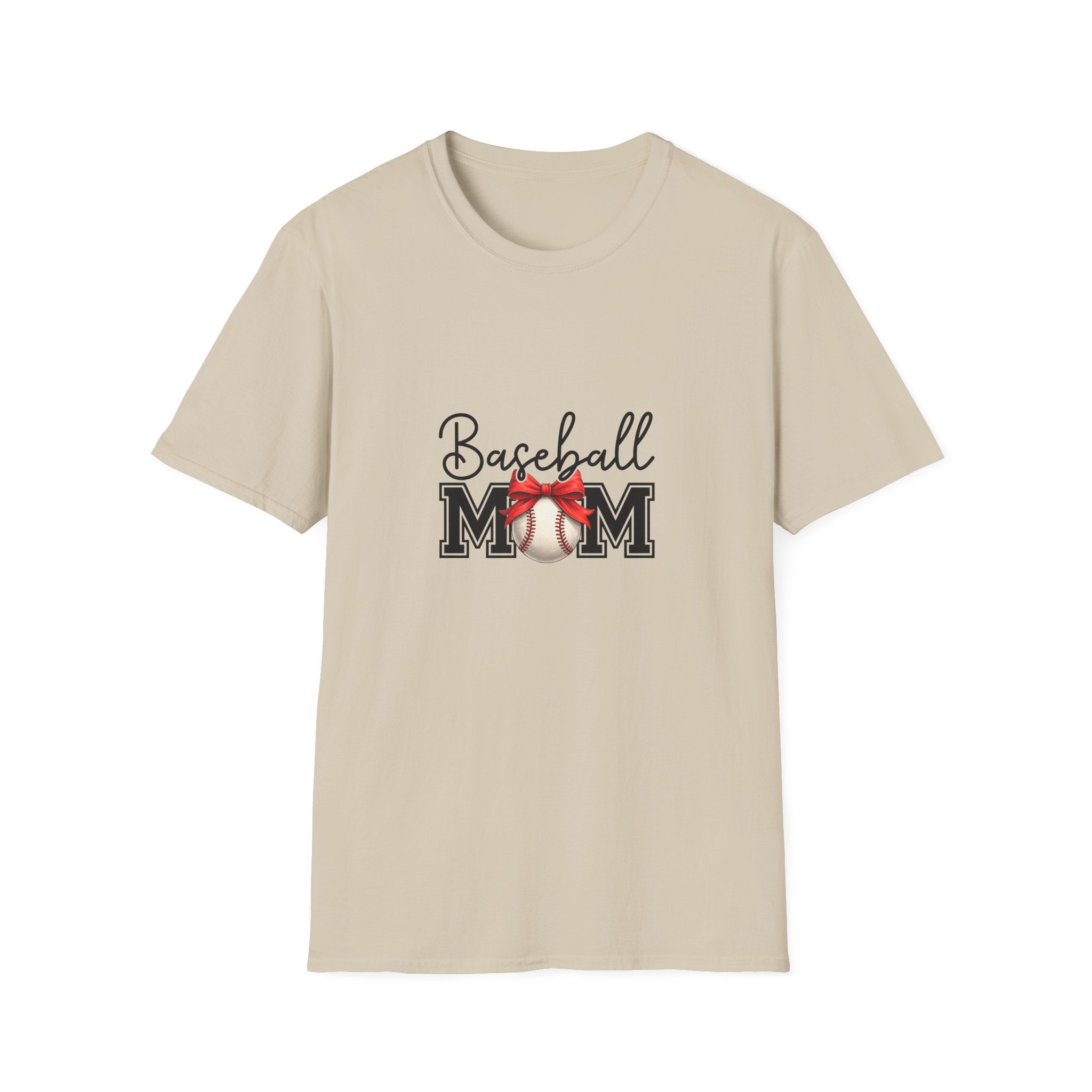 Baseball Mom T-Shirt — Cute Red Bow Gift for Sports Moms Game Day Graphic Tee