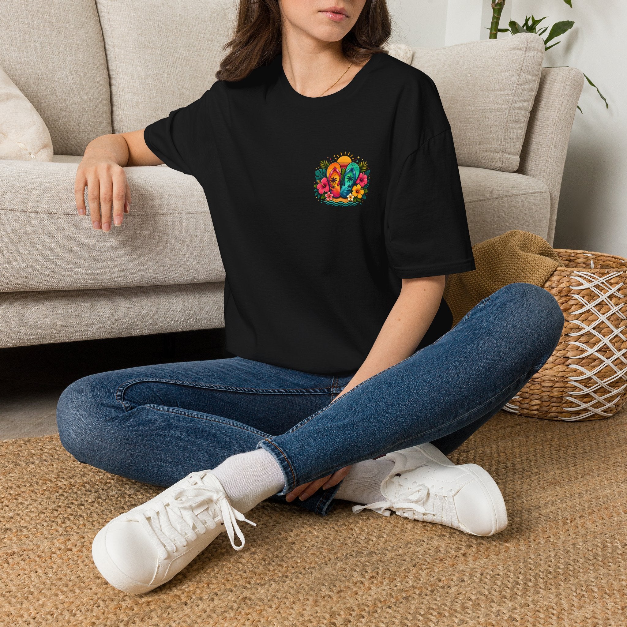 Floral Surf Chest Print T-Shirt — Cute Beach Gift for Women Graphic Tee