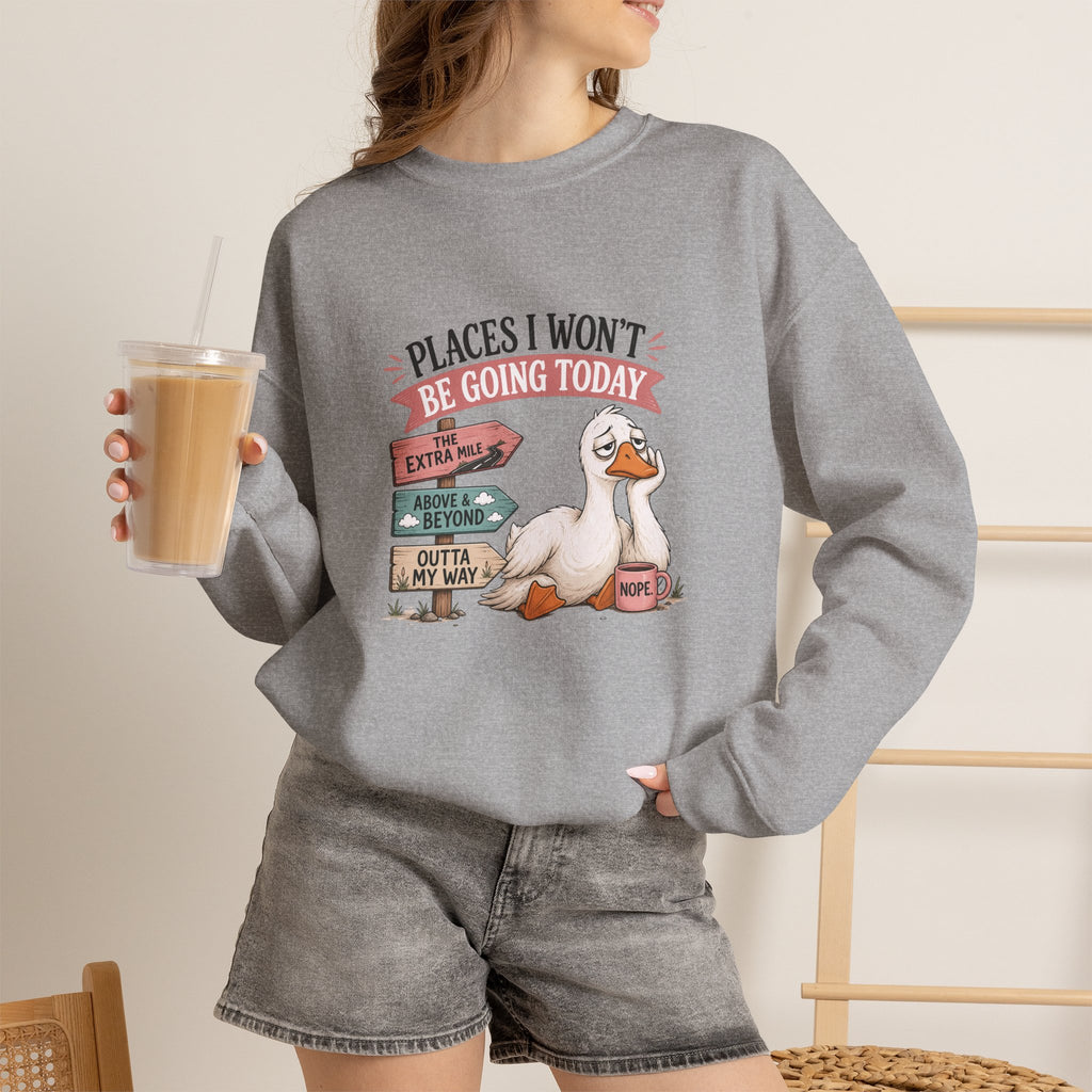 Places I Won't Be Going Today Goose Sweatshirt — Funny Introvert Gift for Her Crewneck