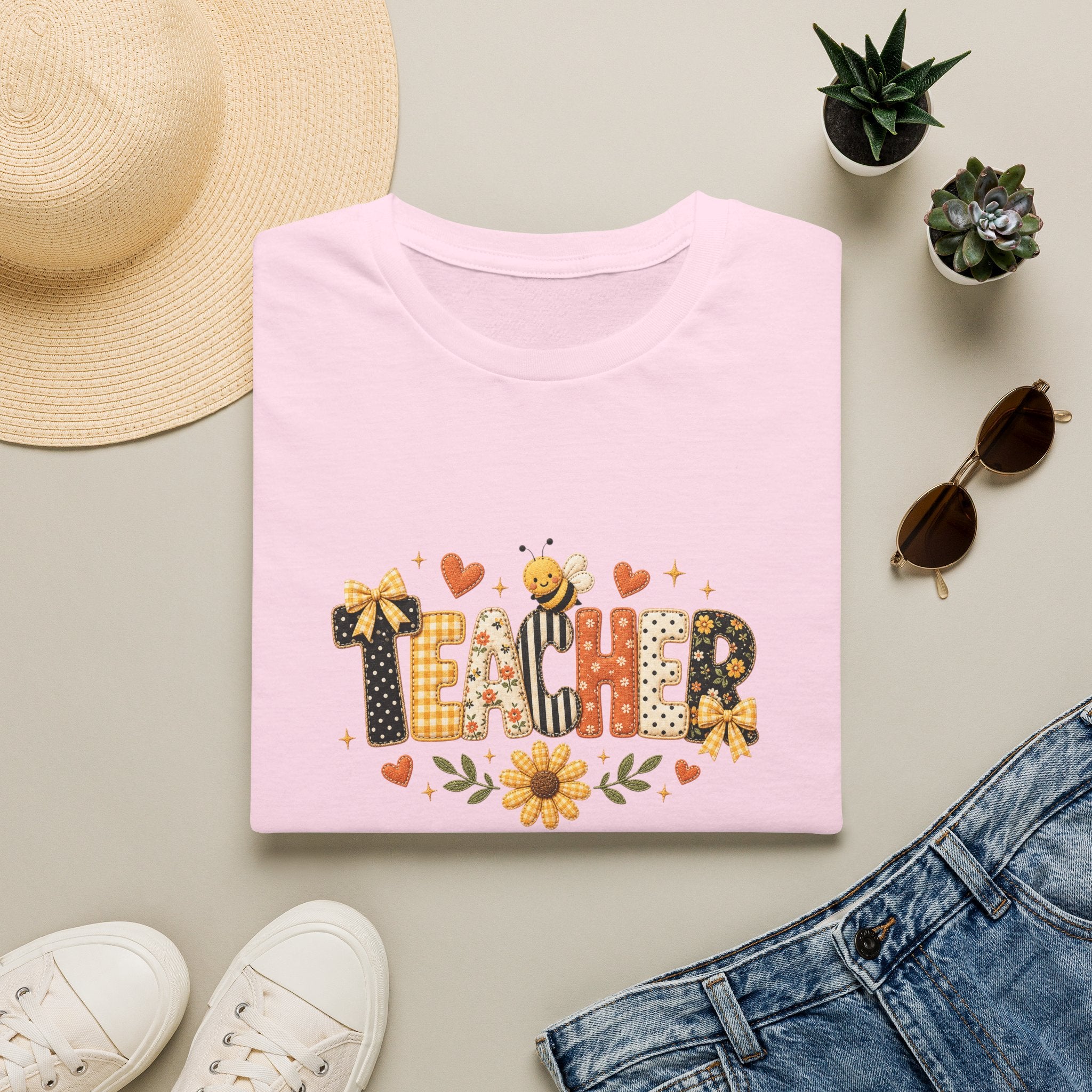 Teacher Floral Bee T-Shirt — Cute Back-to-School Gift for Teachers Graphic Tee