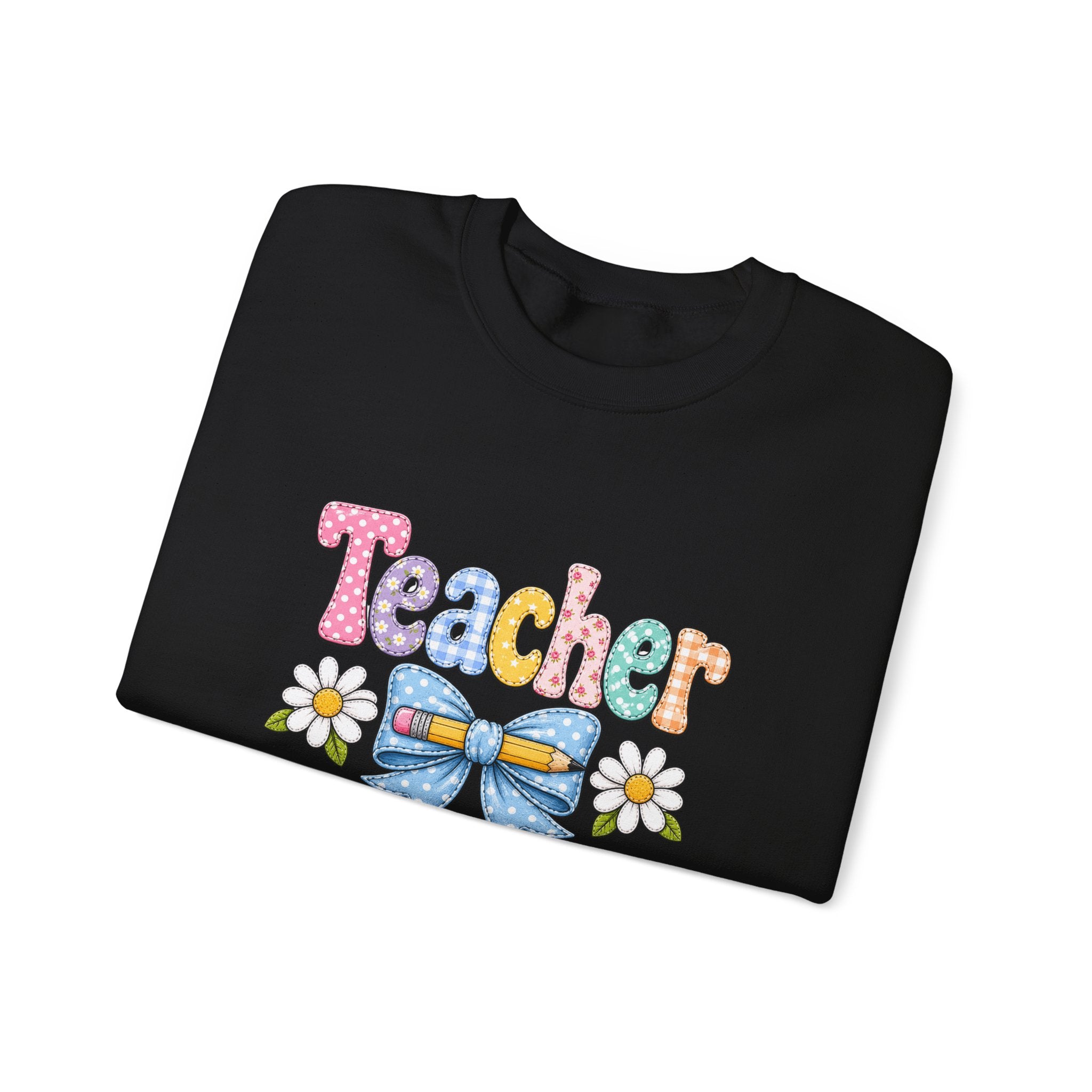 Teacher Floral Bow Sweatshirt — Cute Pastel Gift for Teachers Appreciation Crewneck