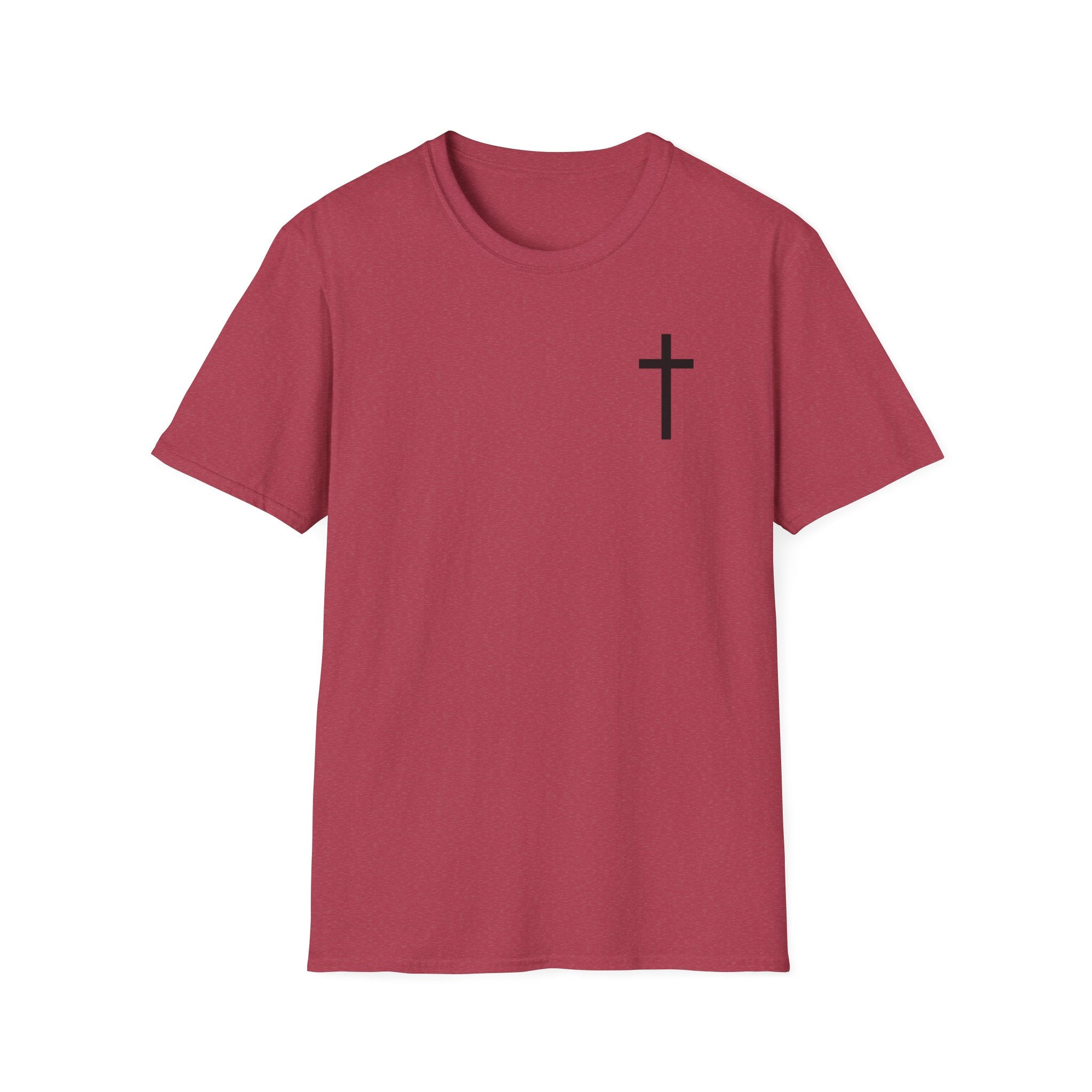 Man of Faith Rooted in Christ T-Shirt — Christian Gift for Him Flag & Cross Back Print Graphic Tee