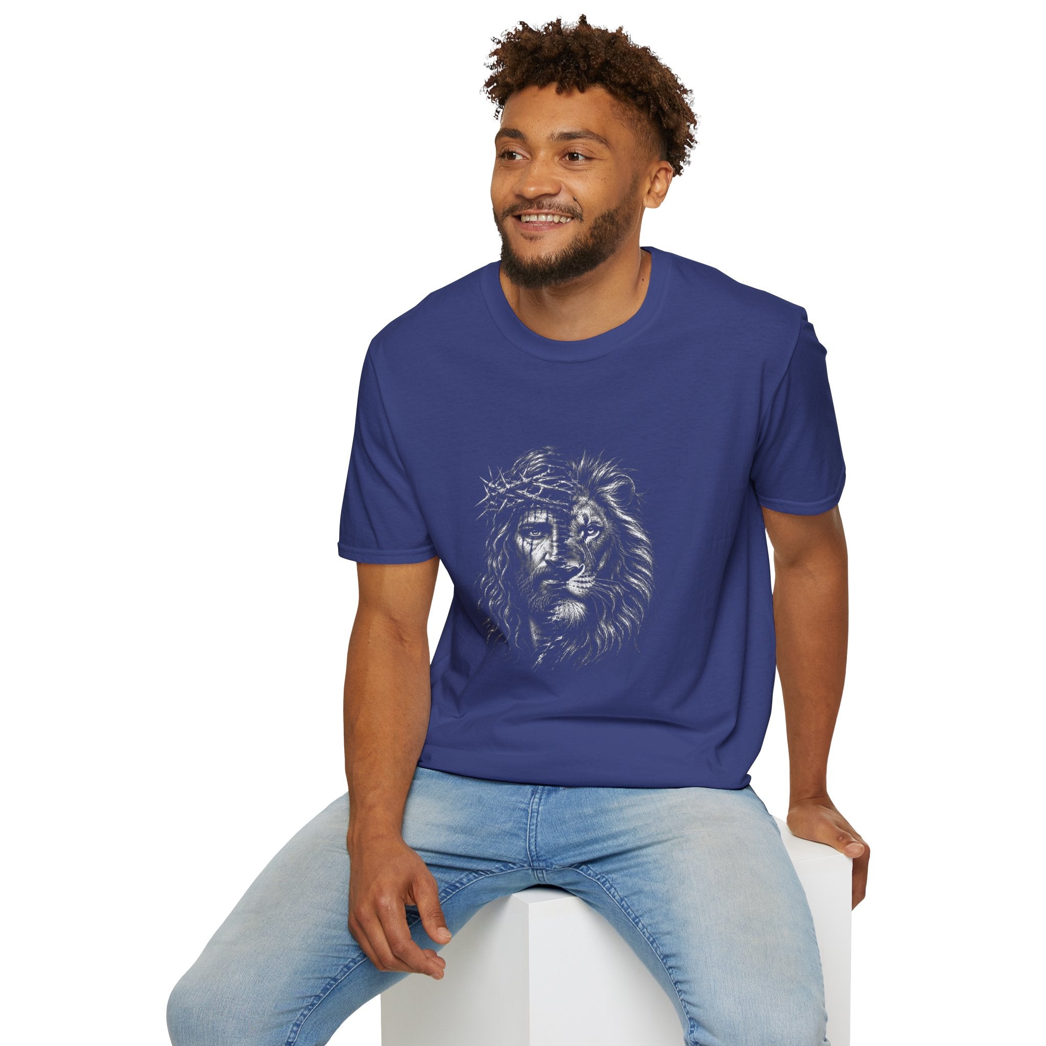 Lion of Judah T-Shirt — Crown of Thorns Half-Face Lion Christian Graphic Tee