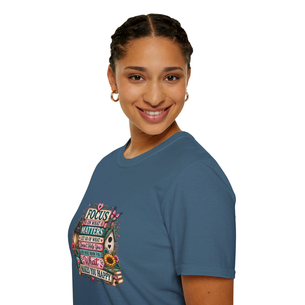 Focus on What Matters Floral T-Shirt — Inspirational Motivational Gift for Women Tee