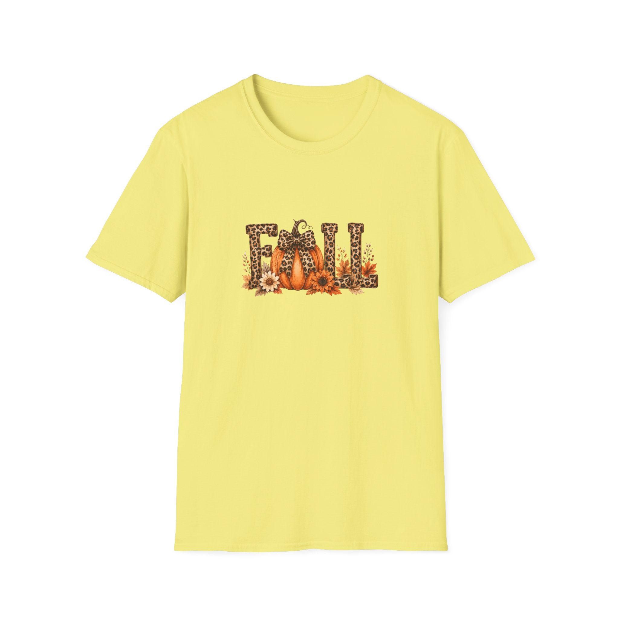 Fall Leopard Pumpkin T-Shirt — Cute Autumn Gift for Women Floral Graphic Tee